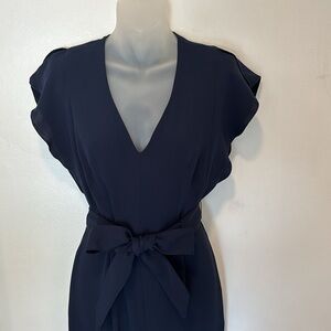 Eliza J Navy Pants Jumpsuit Zip Back Split Sleeve Size 2